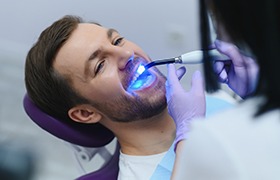 Man undergoing dental bonding procedure