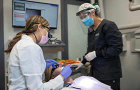 Dentist conducting treatment on patient