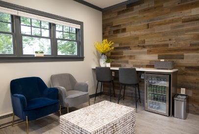 Dental waiting room with mini fridge