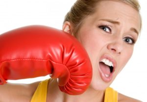 woman with boxing glove